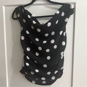 Loft Black and White Polka Dot Top